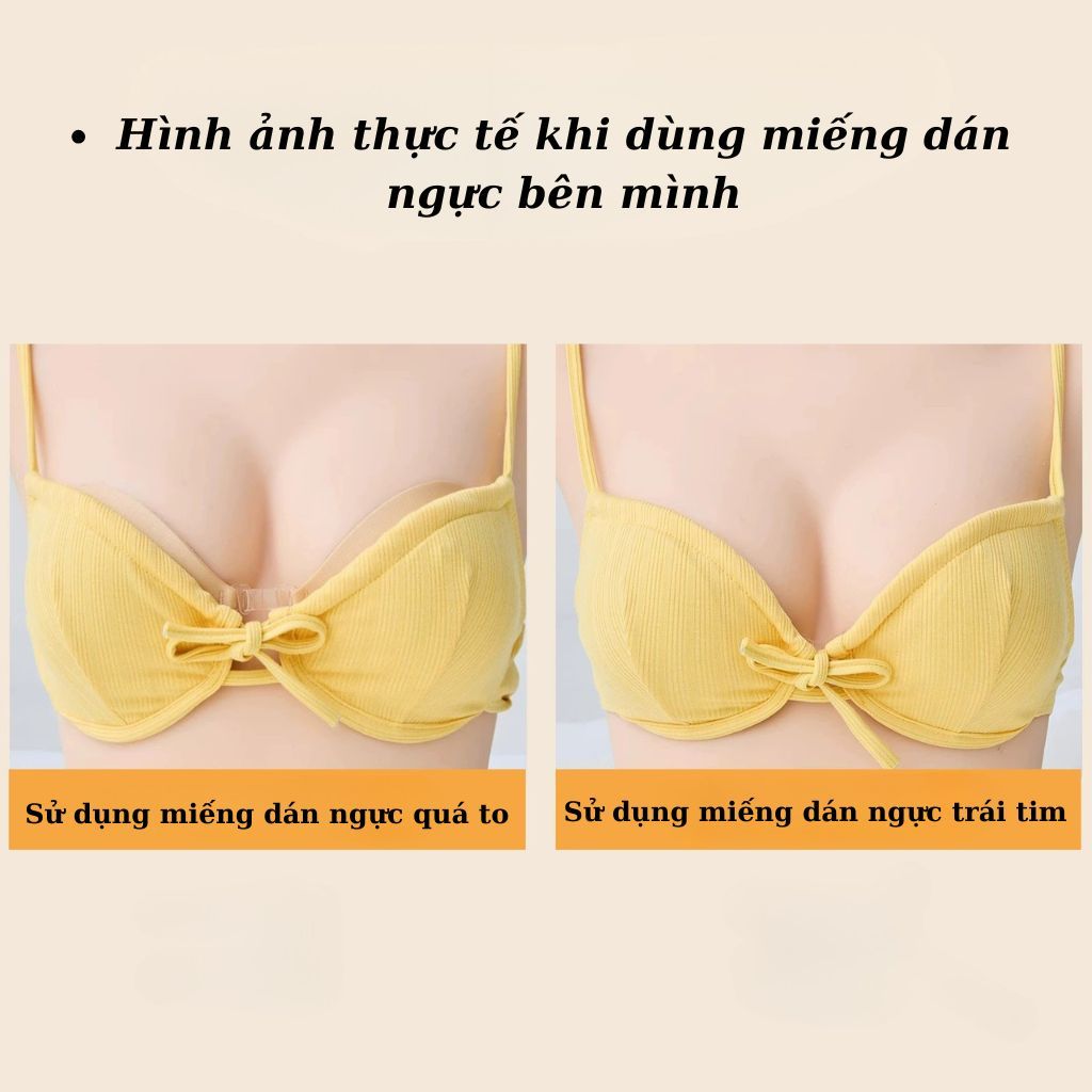 Miếng dán ngực hình trái tim xinh xắn keo siêu bám dính kèm 3 dây cài trong tiện lợi LANIXA D0159