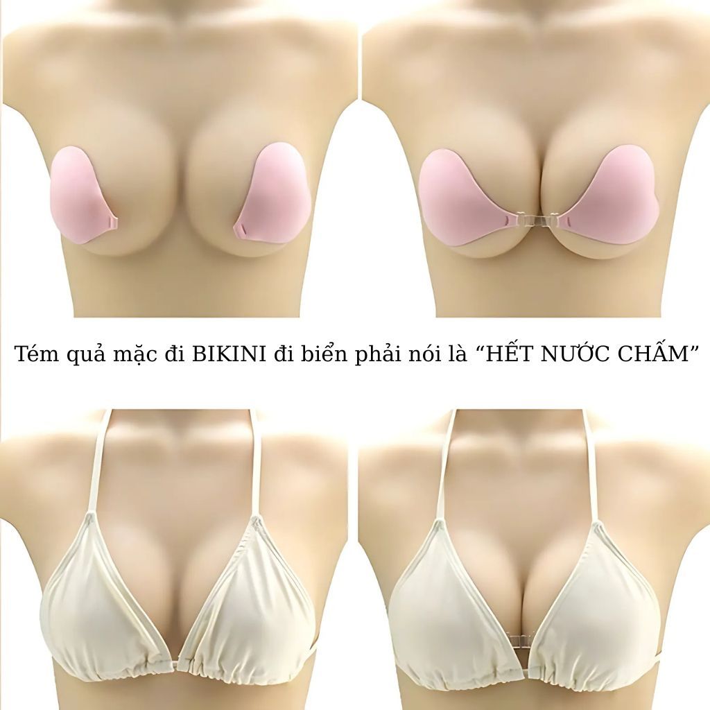 Miếng dán ngực hình trái tim xinh xắn keo siêu bám dính kèm 3 dây cài trong tiện lợi LANIXA D0159