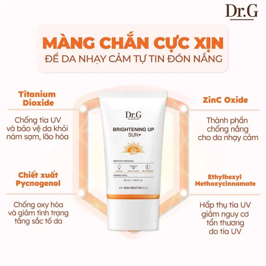 Kem chống nắng dưỡng sáng da Dr.G Brightening Up Sun+ SPF50+ PA+++ 10ml/20ml/50ml