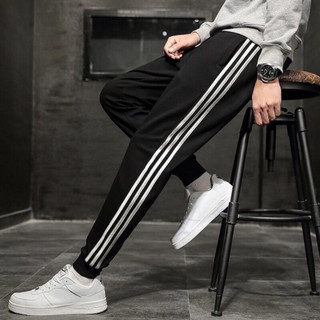 Quần ống rộng unisex phối 3 sọc trắng thời trang phong cách, lưng thun có túi hai bên 40-68KG K1