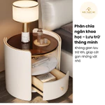 Bàn Đầu Giường Mặt Kính - Cánh Gỗ Bọc Da Napan - Tầng 2 Mặt Đá Sang Trọng Nẹp Viền Mạ Crom Vàng — ảnh 5