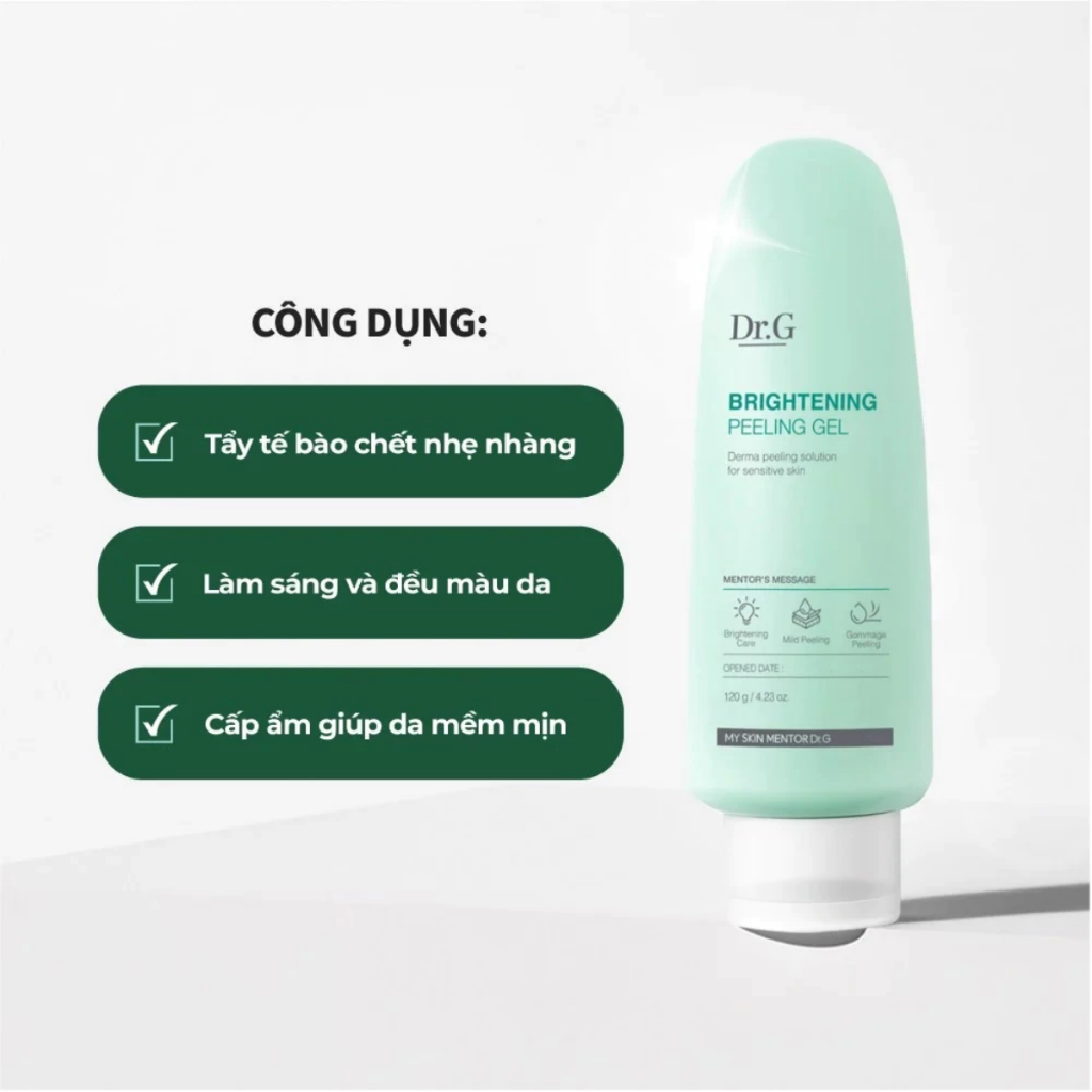 Tẩy Da Chết Dr.G Brightening Peeling Gel 10ml/120ml Dịu Nhẹ Hỗ trợ Dưỡng Sáng Da Mờ Thâm
