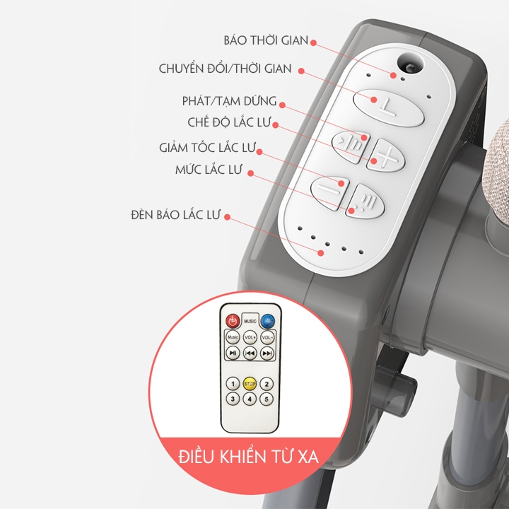 Nôi điện tự động,nôi điện đa năng Honalife bảo hành 12 tháng,3 chế độ hẹn giờ,5 cơ chế đu đưa cho bé