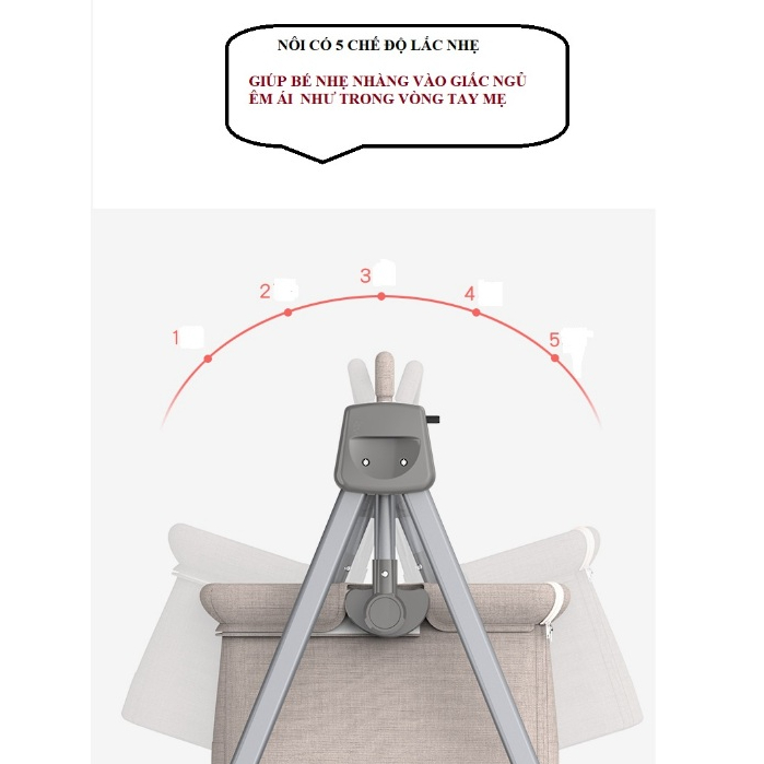 Nôi điện tự động,nôi điện đa năng Honalife bảo hành 12 tháng,3 chế độ hẹn giờ,5 cơ chế đu đưa cho bé