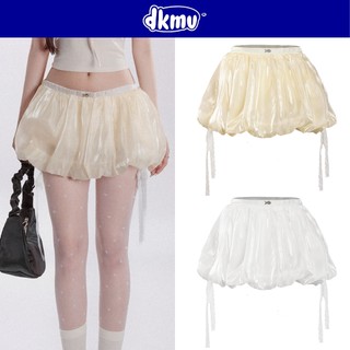 Chân váy bí lụa bồng bềnh óng ánh DKMV thiết kế dây rút thắt nơ đáng yêu màu trắng, kem Bling Pumpkin Skirt | K-V9