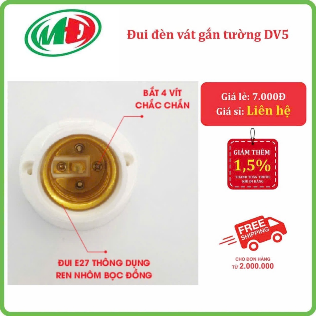 Đui đèn vát Hiếu Hưng gắn tường ĐT3 chuẩn đui E27