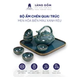 Bộ Ấm Trà Quai Trúc Men Hỏa Biến Xanh Ngọc Thạch Kèm Khay Vuông - Bộ Ấm Chén Gốm Sứ Xuất Khẩu Cao Cấp Sang Trọng — ảnh 1