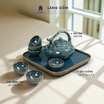 Bộ Ấm Trà Quai Trúc Men Hỏa Biến Xanh Ngọc Thạch Kèm Khay Vuông - Bộ Ấm Chén Gốm Sứ Xuất Khẩu Cao Cấp Sang Trọng — ảnh 2