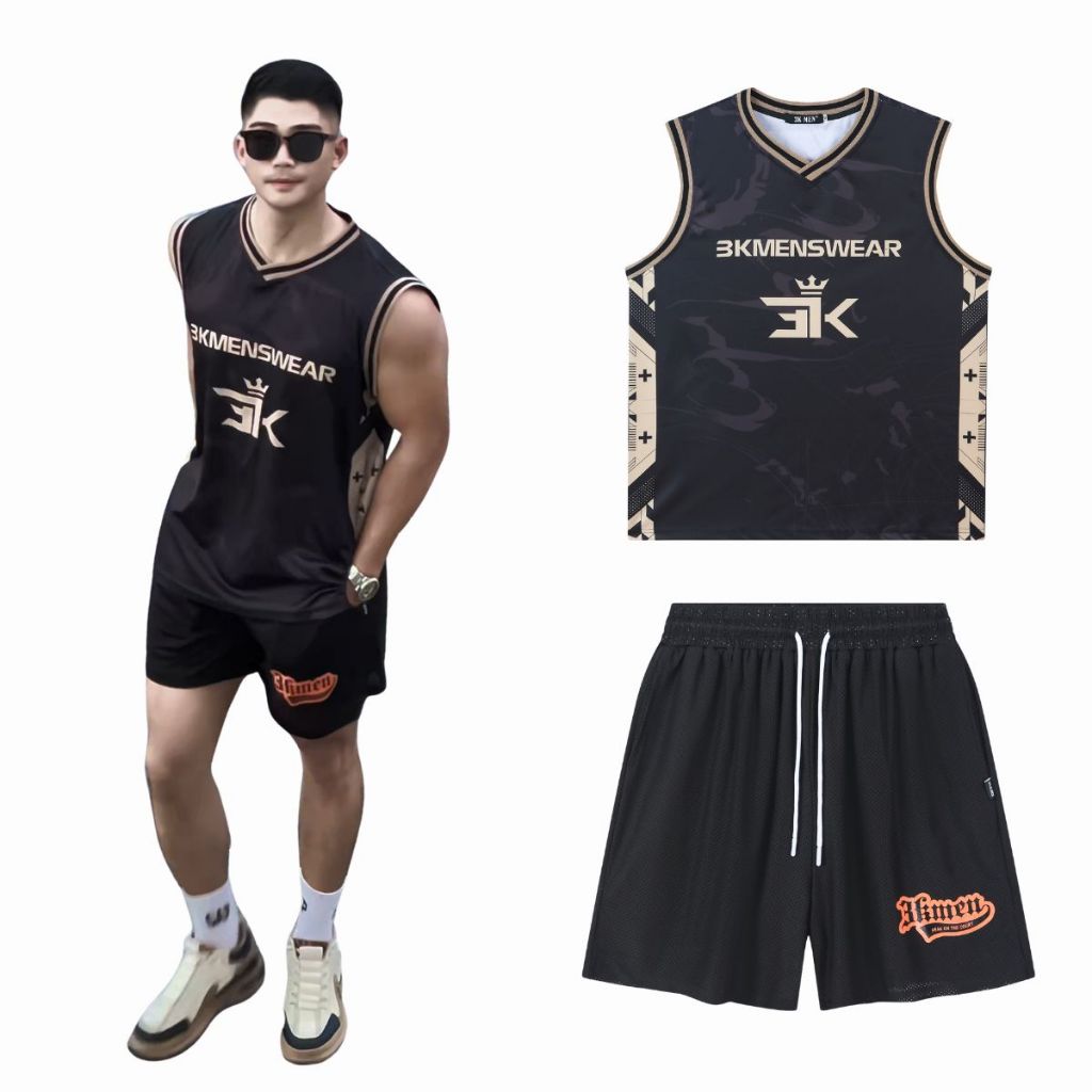 Áo Tanktop 3D+Quần Đùi Thể Thao Bóng Rổ Lưới 2 Lớp Thoáng Khí thấm hút mồ hôi[Combo Độc Quyền 3KMEN]