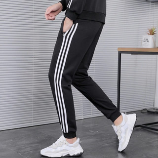 Quần ống rộng unisex phối 3 sọc trắng thời trang phong cách, lưng thun có túi hai bên 40-68KG K1