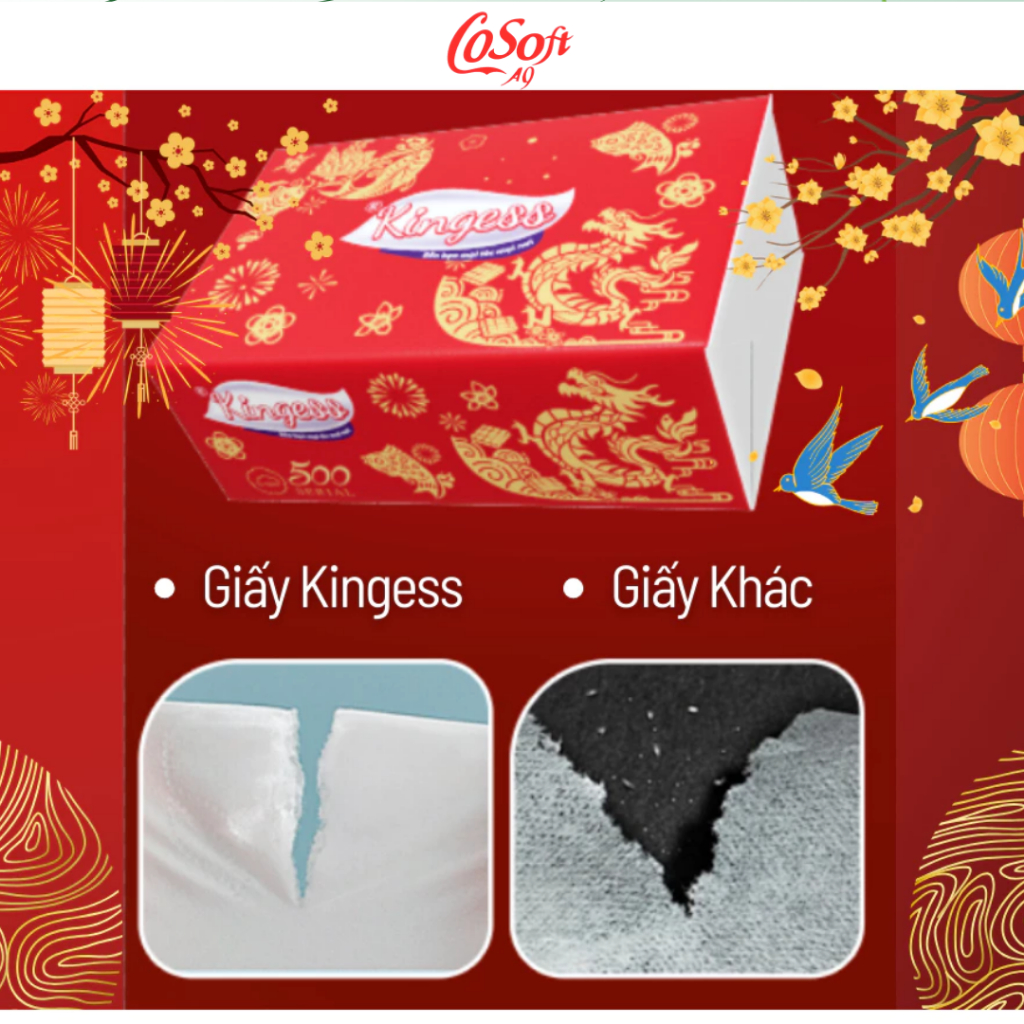 GIẤY ĂN TẾT Kingess Mang Tài Lộc Đến Cho Mọi Nhà Giấy 5 Lớp/ 500 Tờ Cao Cấp dày dặn mịn màng