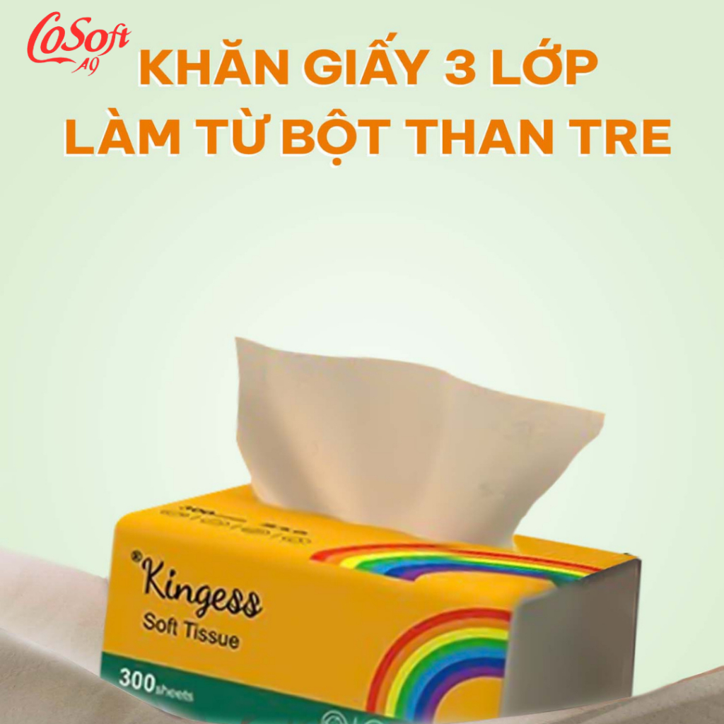 Khăn Giấy Rút Kingess Than Tre 3 Lớp – Mềm Dai, Không Phụ Gia – Thùng 30 Gói Tiết Kiệm Cho Gia Đình