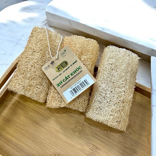 COMBO 3 MIẾNG XƠ MƯỚP CẮT KHÚC nguyên trái KB Ecolife làm miếng rửa bát hoặc bông tắm an toàn