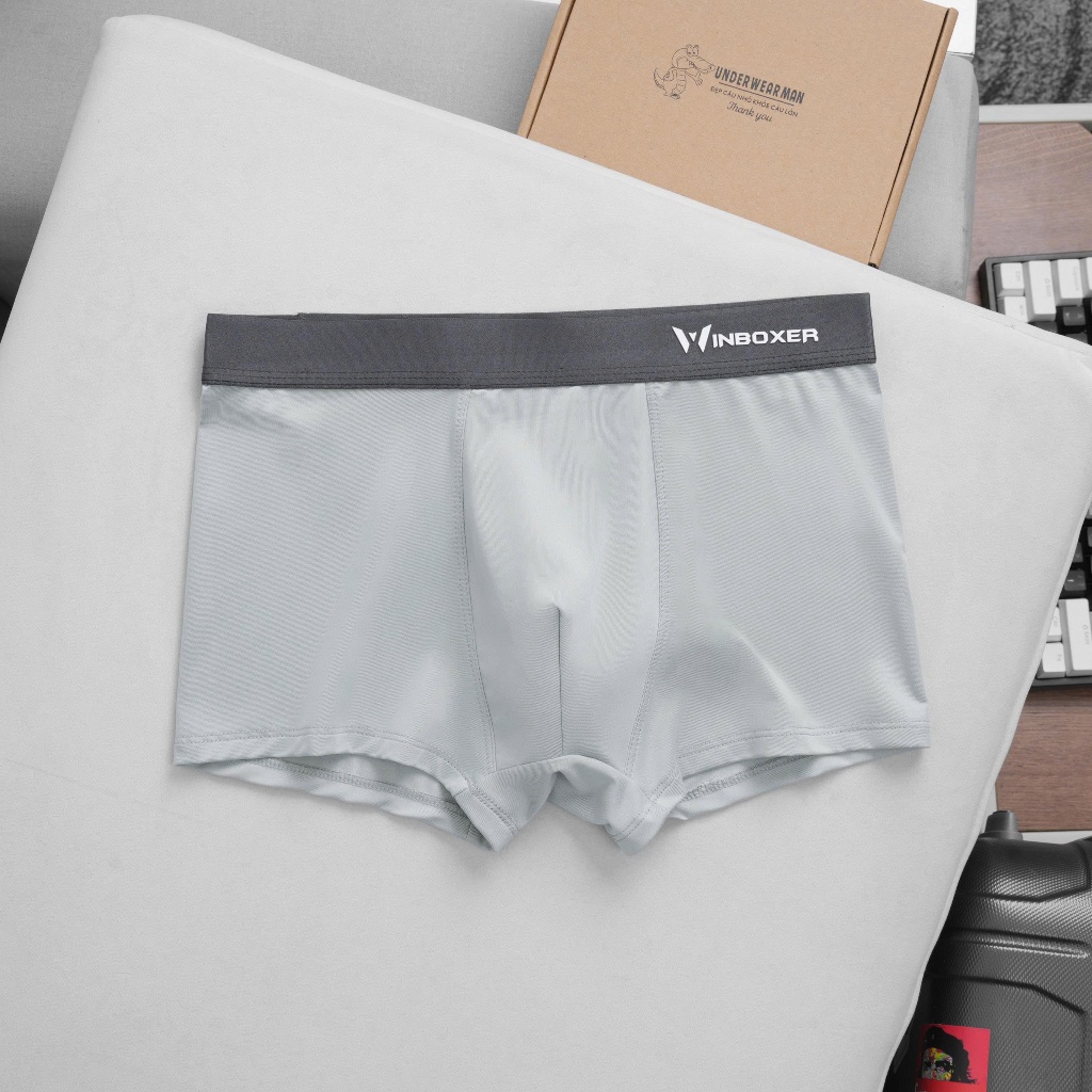 Combo 4 Quần Lót Nam WinBoxer Cao Cấp Thun Lạnh Kháng Khuẩn Thoáng Khí Co Giãn 4 Chiều , Set 5 Màu Thoải Mái Vận Động