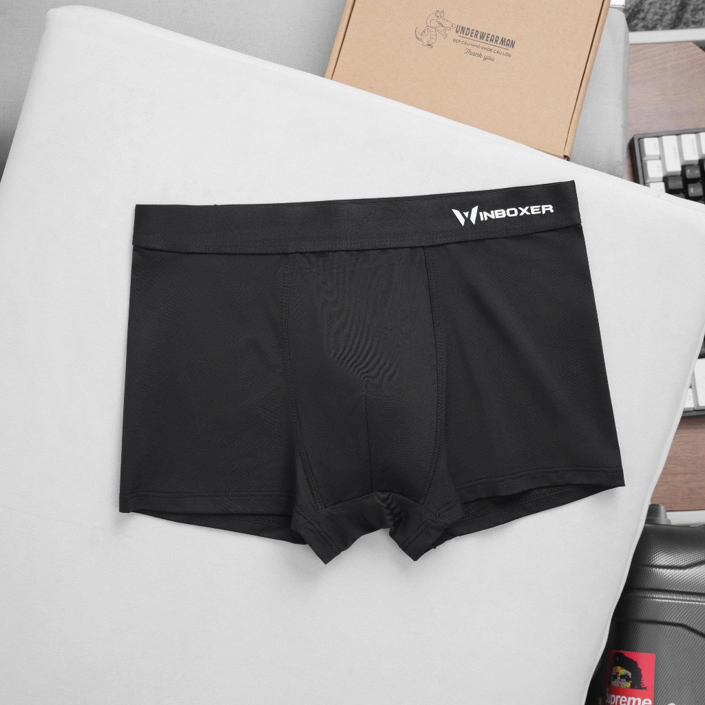 Combo 4 Quần Lót Nam WinBoxer Cao Cấp Thun Lạnh Kháng Khuẩn Thoáng Khí Co Giãn 4 Chiều , Set 5 Màu Thoải Mái Vận Động