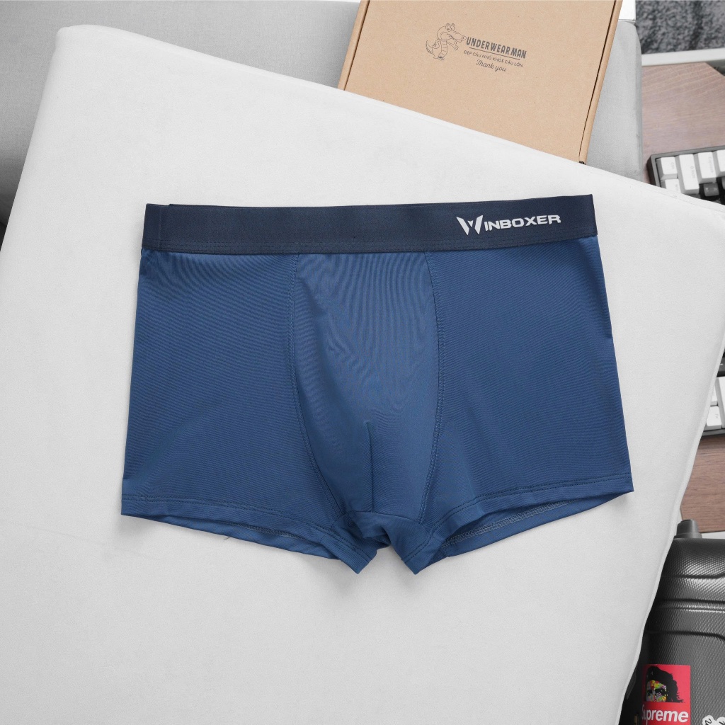 Combo 4 Quần Lót Nam WinBoxer Cao Cấp Thun Lạnh Kháng Khuẩn Thoáng Khí Co Giãn 4 Chiều , Set 5 Màu Thoải Mái Vận Động