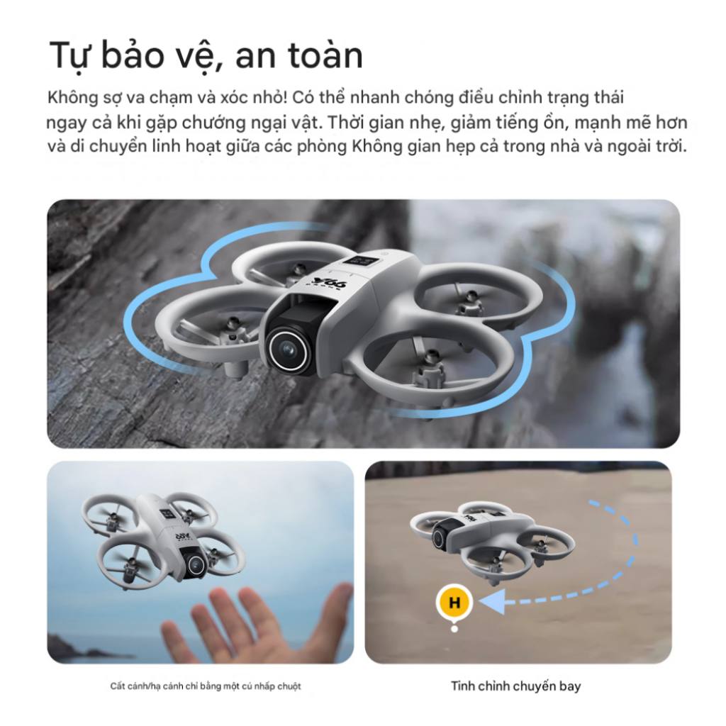 Flycam I1 Pro, Camera HD Có Thế Xoay 180 Độ, Cảm Biến Tránh Né Vật Cản 4 Hướng, Flycam Mini Giá Rẻ