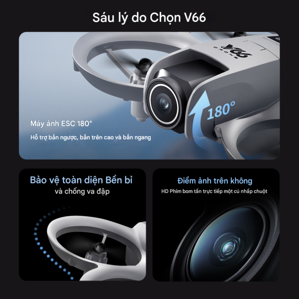 Flycam I1 Pro, Camera HD Có Thế Xoay 180 Độ, Cảm Biến Tránh Né Vật Cản 4 Hướng, Flycam Mini Giá Rẻ