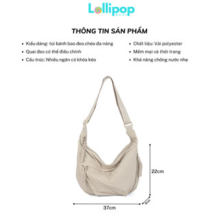 Túi Đeo Chéo Đi Học LOLLIPOP BAGS Túi Bánh Bao Bán Nguyệt Vải Bố Đeo Vai Đi Chơi Nam Nữ Basic Chần Bông Chống Thấm Nước