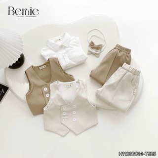 Set gile vest công tử cho bé trai, bộ gile vest 4 chi tiết (gile, sơ mi, quần, nơ) H1123B014-T525