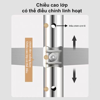 Kệ bếp gas inox Kệ Để Đồ nhà bếp inox cao cấp Kệ inox 3 tầng Có thể chịu được 300kg