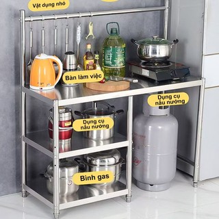 Kệ bếp gas inox Kệ Để Đồ nhà bếp inox cao cấp Kệ inox 3 tầng Có thể chịu được 300kg