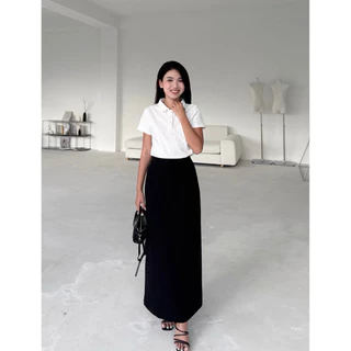 PHIÊN BẢN MỚI Chân váy xuông 93cm xẻ tà sau, chân váy xuông dài cải tiến tôn dáng, có xẻ tà sau, thiết kế Dens clothin