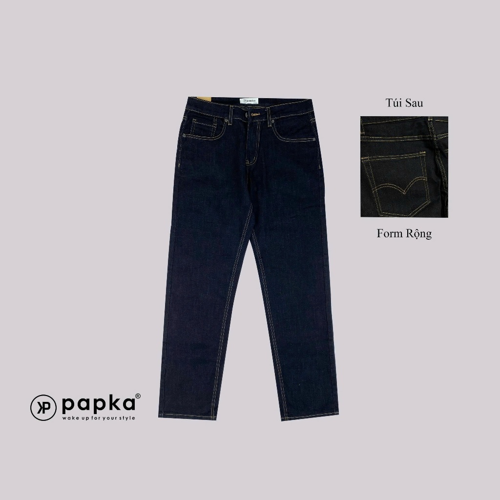 Quần jeans dài nam Papka 2063 màu xanh đậm form rộng thoải mái | Shopee ...