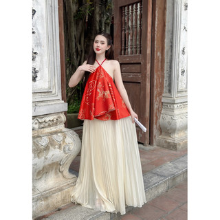 🧧Sét yếm gấm Yên Phượng phối chân váy dập ly (yếm Trung Thu, yếm chụp Tết, yếm chụp sen, yếm múa)