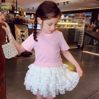[B&G] Sét váy trắng tầng bồng bềnh, áo thun cotton hồng dễ thương cho bé gái từ 10-45kg(2-12 tuổi)