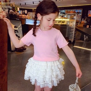[B&G] Sét váy trắng tầng bồng bềnh, áo thun cotton hồng dễ thương cho bé gái từ 10-45kg(2-12 tuổi)