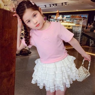 [B&G] Sét váy trắng tầng bồng bềnh, áo thun cotton hồng dễ thương cho bé gái từ 10-45kg(2-12 tuổi)