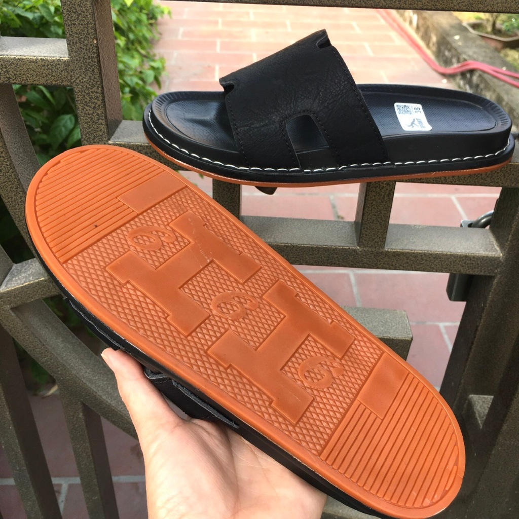 Dép Nam, Dép Da Quai Ngang Chữ H Cao Cấp, Khâu Đế Thủ Công Bền Chắc Êm Chân Chống Trượt, Size 38-44, Bảo Hành 12 Tháng