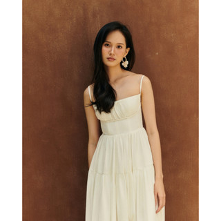 WHITE BY NHI - Đầm maxi trắng dây mảnh xếp nếp - Sand Dress