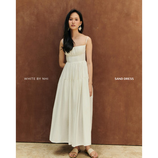 WHITE BY NHI - Đầm maxi trắng dây mảnh xếp nếp - Sand Dress
