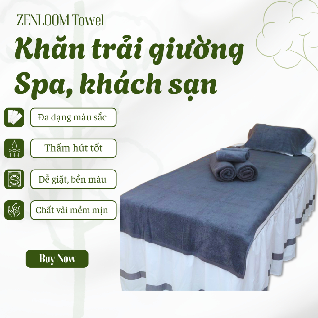 Khăn Trải Giường Cotton 100% Cỡ Lớn 90x190cm – Mềm Mịn Cao Cấp, Chuyên Dụng Cho Khách Sạn Spa Resort