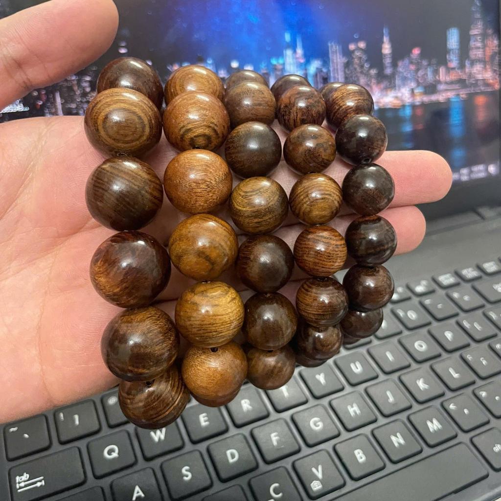 Vòng Tay Gỗ Vân Hổ Tự Nhiên Đẹp Cao Cấp Vân Gỗ Đẹp - Hạt Tròn nhiều size 12/14/16/18/20mm Phong Thuỷ May Mắn