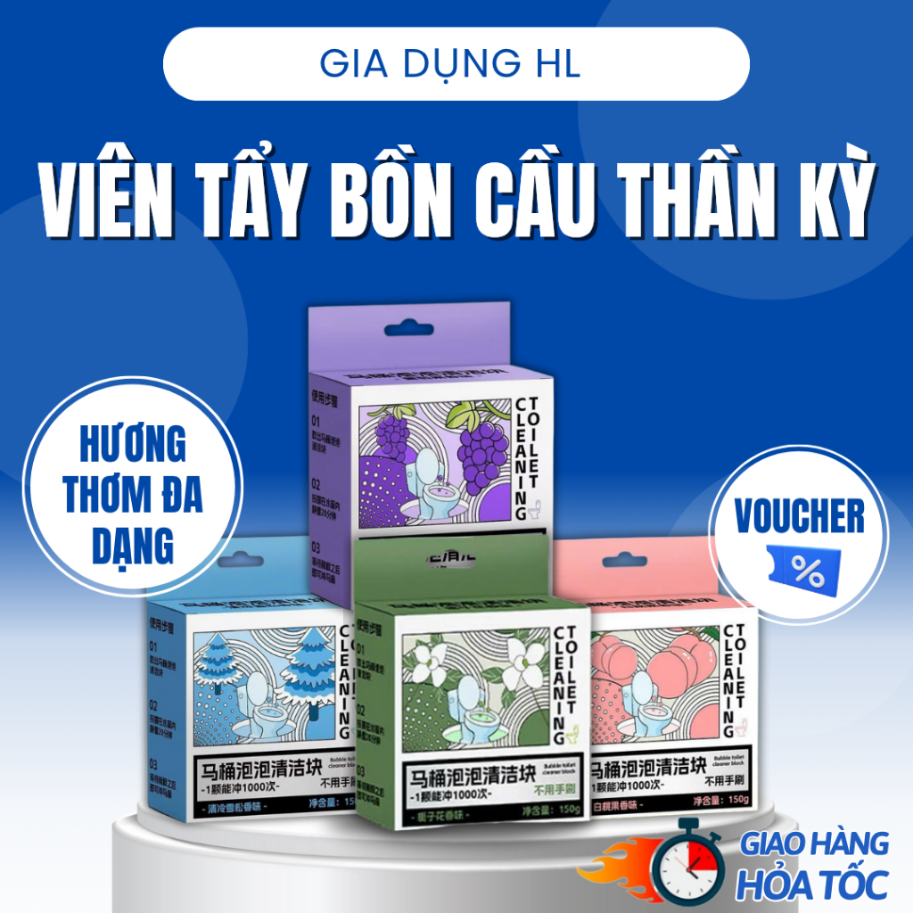 Set 4 Viên Tẩy Toilet Khử Mùi Thơm Mát – Làm Sạch Bóng, Kháng Khuẩn, Hương Dịu Dễ Chịu