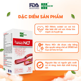 (COMBO MUA 3 TẶNG 1) Thực Phẩm Bảo Vệ Sức khỏe Nano NO+ OIC NEW Giảm Mỡ Máu Ổn Định Huyết Áp Tốt Cho Tim Mạch Lọ 30 viên