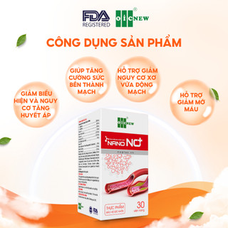 (COMBO MUA 3 TẶNG 1) Thực Phẩm Bảo Vệ Sức khỏe Nano NO+ OIC NEW Giảm Mỡ Máu Ổn Định Huyết Áp Tốt Cho Tim Mạch Lọ 30 viên