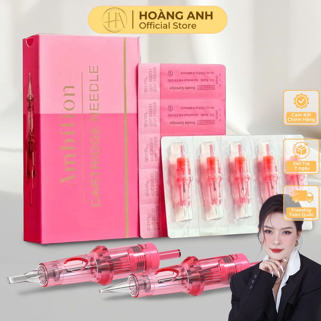 Kim Ambition Hồng – Kim Phun Xăm Cho Máy Pen, Siêu Bén, Chuẩn Xác, Dành Cho Phun Môi Và Điêu Khắc Mày