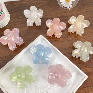 Kẹp tóc hoa năm cánh Acrylic ánh xà cừ màu sắc pastel ngọt ngào phong cách Hàn Quốc
