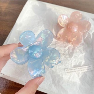Kẹp tóc hoa năm cánh Acrylic ánh xà cừ màu sắc pastel ngọt ngào phong cách Hàn Quốc