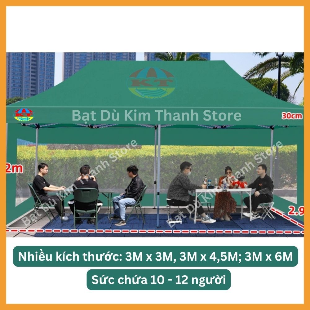 [Hàng Chuẩn - Màu Xanh Lá] Nhà Bạt Di Động Gấp Gọn 3M X 3M; 2M x 2M Che Nắng Mưa Ngoài Trời, Khung Thép Sơn Tĩnh Điện