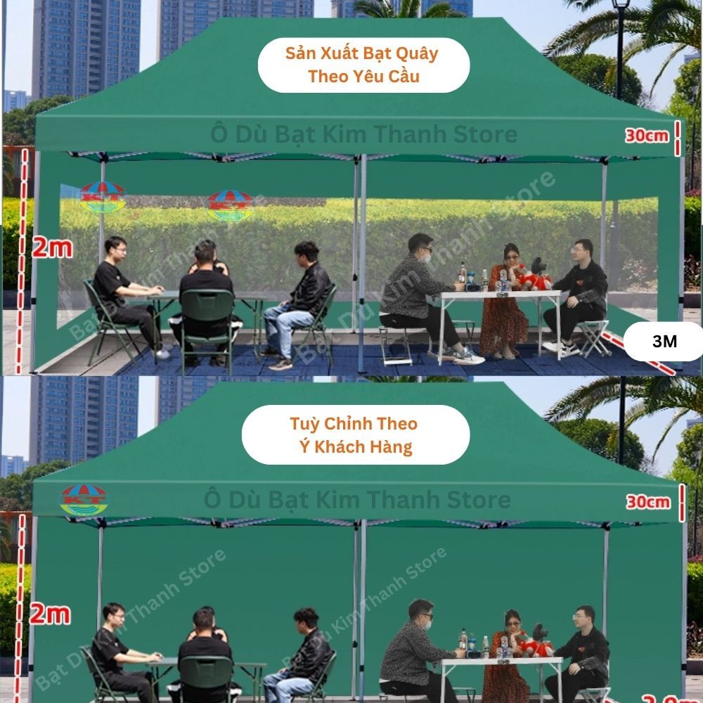 Tấm Bạt Mái Màu Xanh Lá Nhà Bạt 3M x 3M; 3M x 4,5M; 3M x 6M, 2M x 2M (chưa bao gồm khung xương)