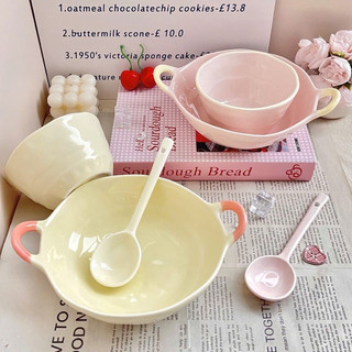 Bát sứ combo 4 món, bát to có quai cầm chống nóng màu pastel siêu xinh🌸🌸🌸