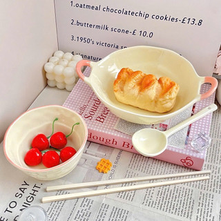 Bát sứ combo 4 món, bát to có quai cầm chống nóng màu pastel siêu xinh🌸🌸🌸