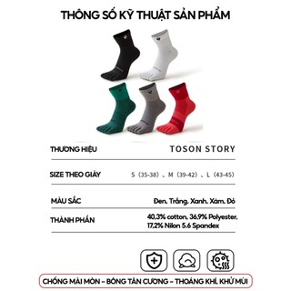 Tất vớ xỏ ngón nam nữ chạy bộ chống phồng rộp bảo vệ ngón chân công nghê coolmax thoáng khí nhanh khô TOSON STORY