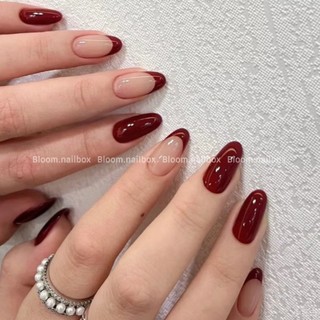 [B106] Nailbox thiết kế thủ công đỏ cherry và fench đầu móng thanh lịch tôn da nhé Bloom