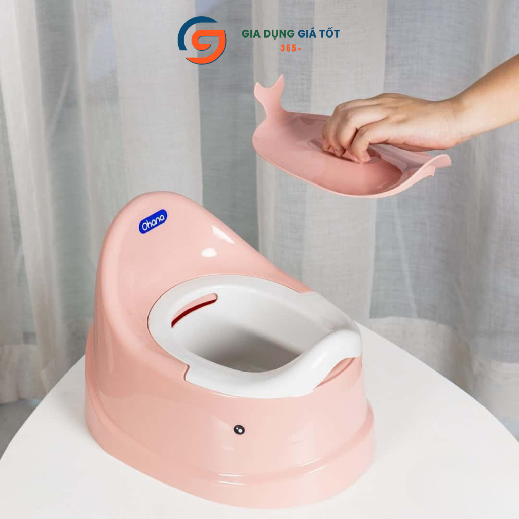 Bô cho bé vệ sinh có nắp hình cá heo Ohana, bô ngồi tập đi vệ sinh cho bé 0-4 tuổi
